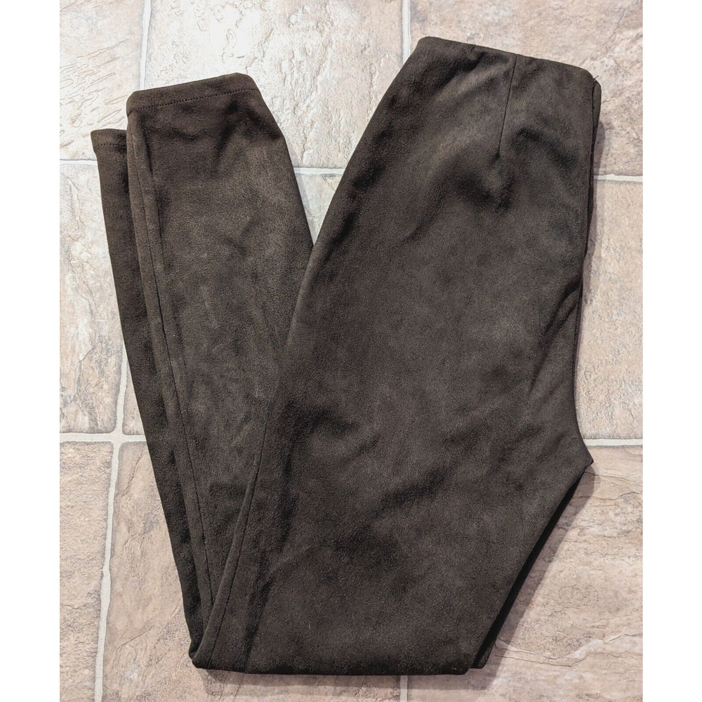New Blank NYC sz 26 Faux Suede Leather Leggings olive green to brown 2670